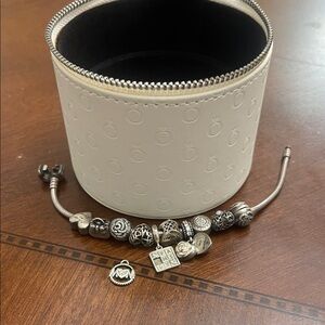 Silver Charm Bracelet with White Jewelry Box